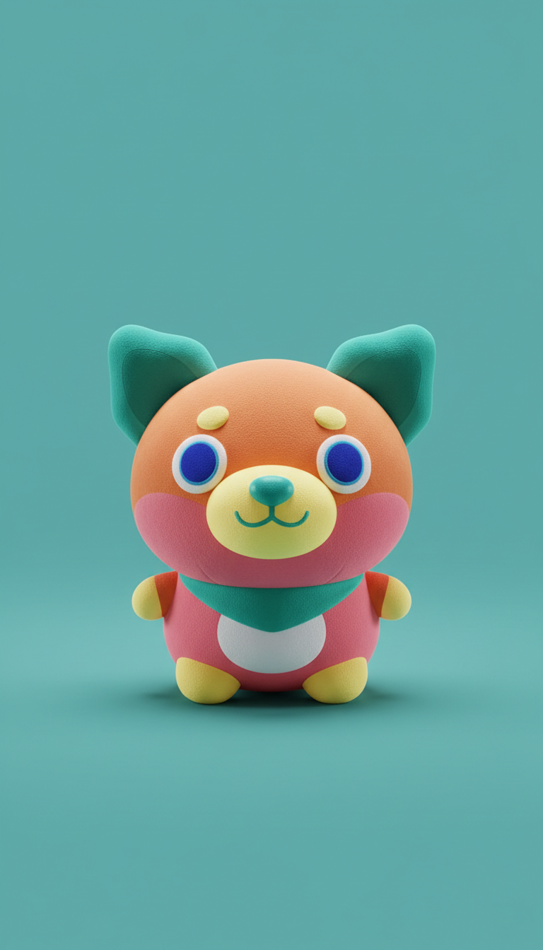 Plush Toy With Embroidered Face